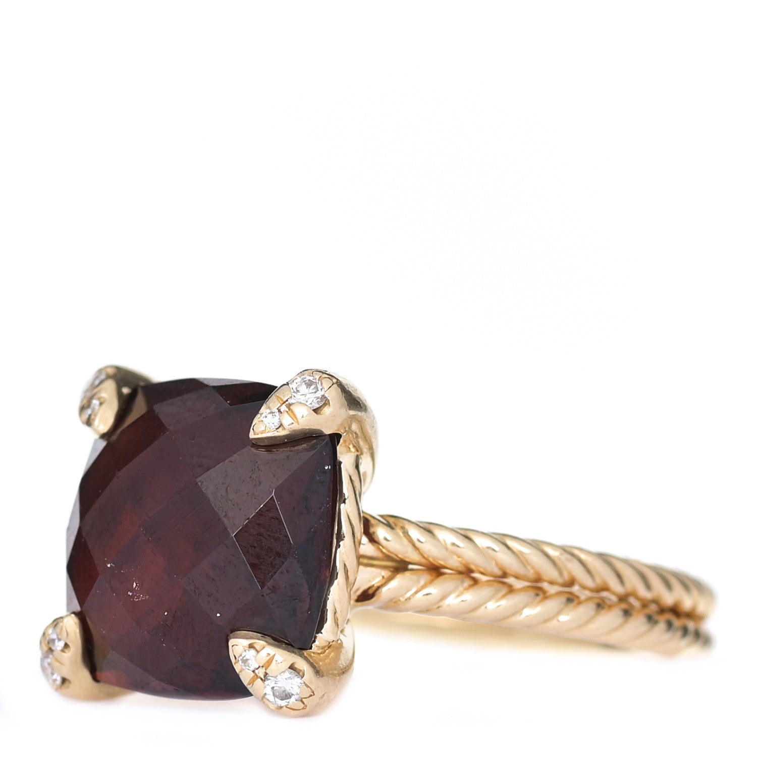 David Yurman 18K Yellow Gold Diamond Garnet 11mm Chatelaine Ring 52 6 3 of 5