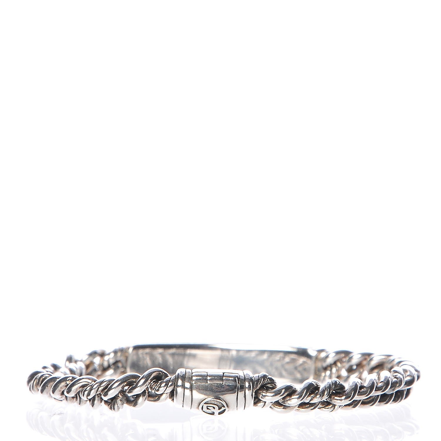 David Yurman Sterling Silver Diamond 7mm Petite Pave Curb Link Love ID Bracelet 3 of 6