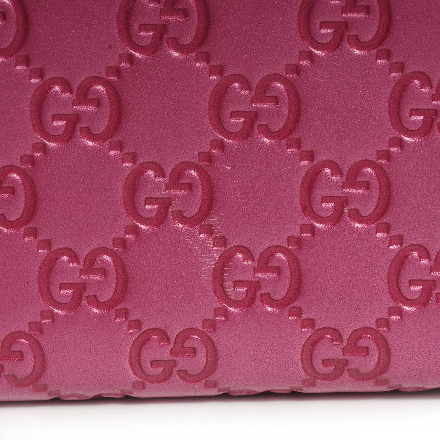 Metallic Soft Guccissima Heart Zip Around Wallet Fresia Rose
