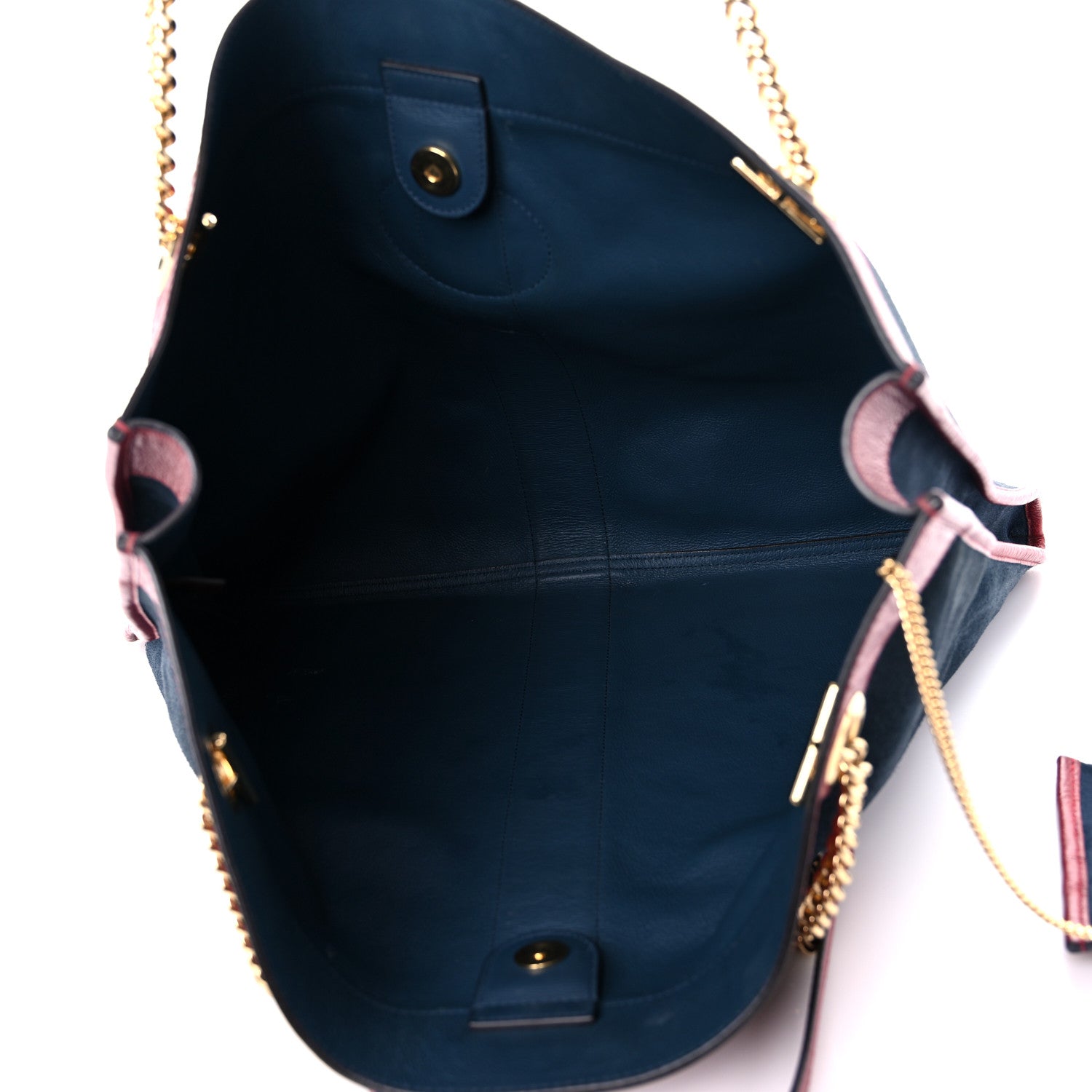 Gucci Suede Calfskin Large Rajah Chain Tote New Blue Romantic Cherry 5 of 14