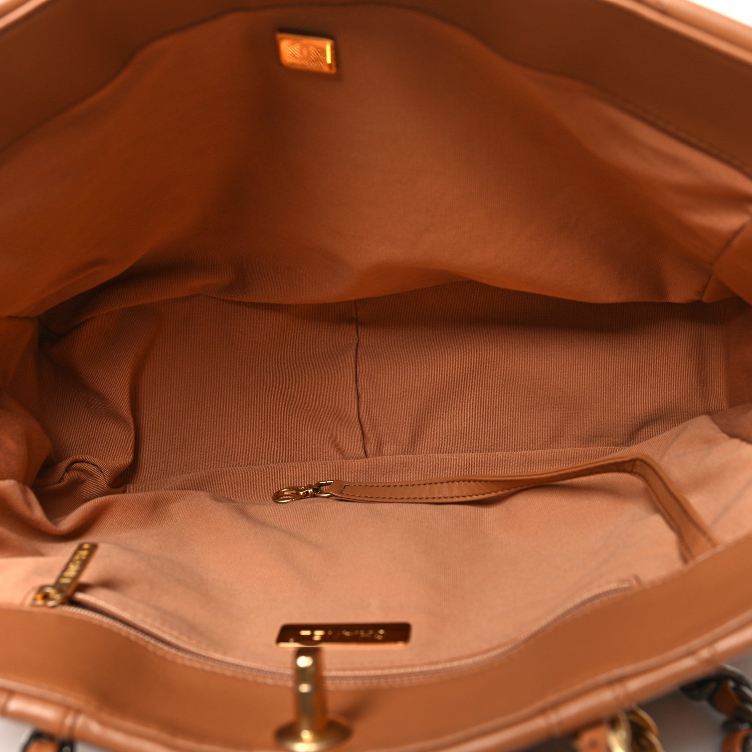 Chanel Lambskin Quilted Chanel 19 East West Shopping Bag Brown 5 of 10