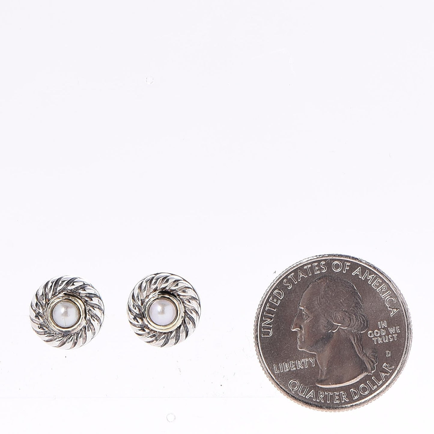 Sterling Silver 14K Yellow Gold Pearl Cookie Earrings