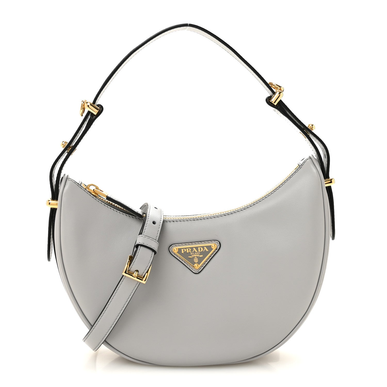 Prada Soft Calfskin Arque Shoulder Bag Ardesia 1 of 12