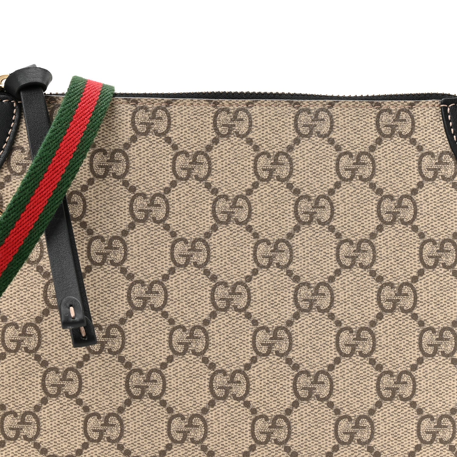 Gucci GG Supreme Monogram Textured Calfskin Small Emblem Shoulder Bag Beige Black 8 of 10