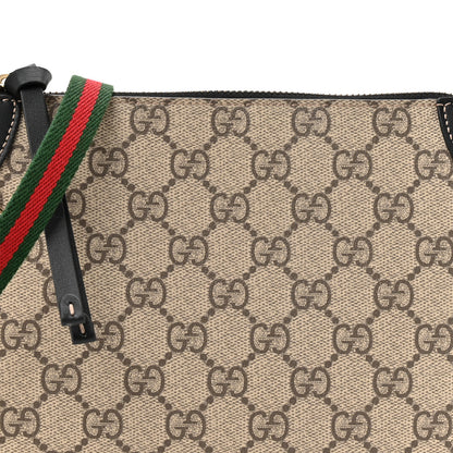 Gucci GG Supreme Monogram Textured Calfskin Small Emblem Shoulder Bag Beige Black 8 of 10