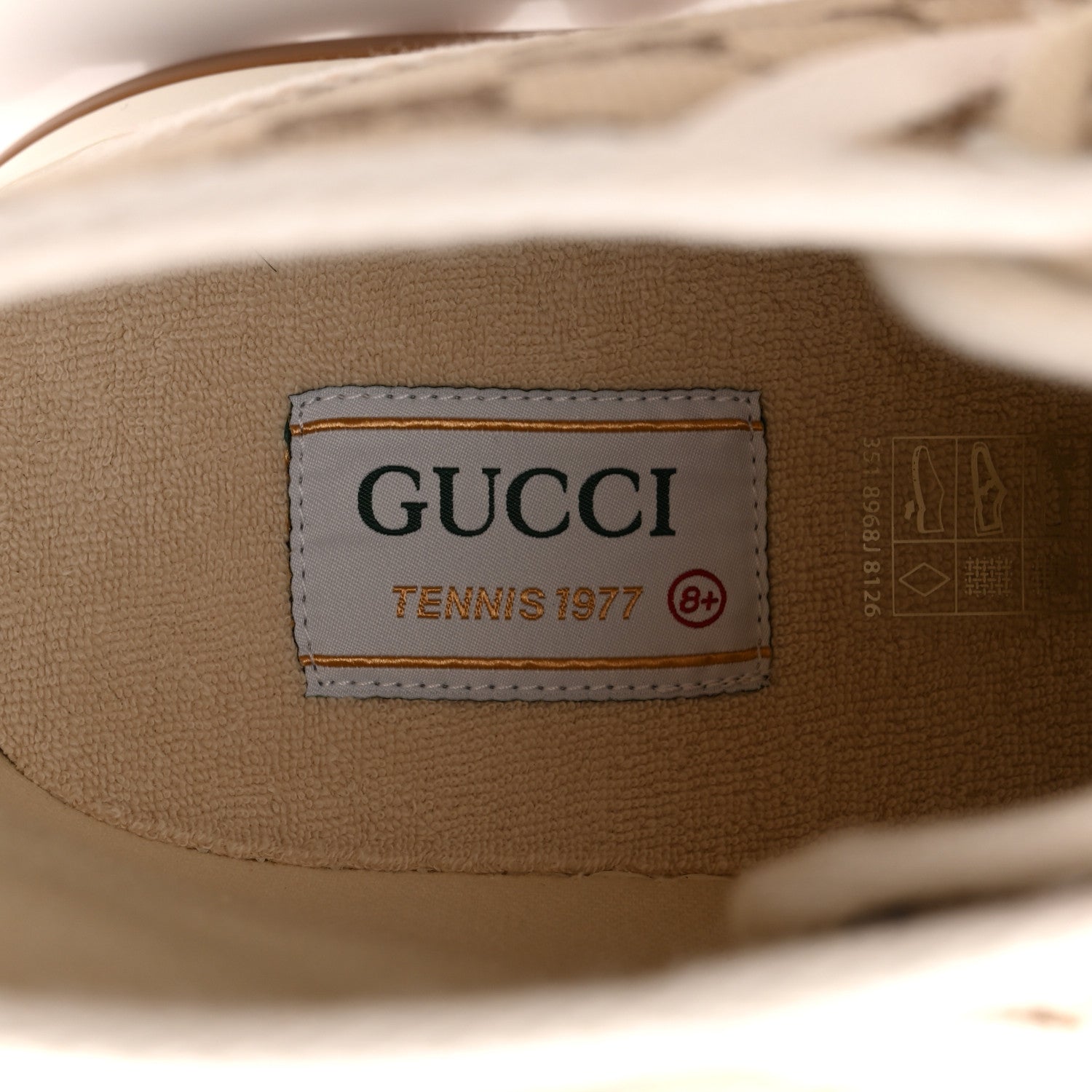 Gucci GG Monogram Mens 1977 Tennis High Top Platform 55mm Sneakers 8.5 Beige Ebony Mystic White 8 of 9