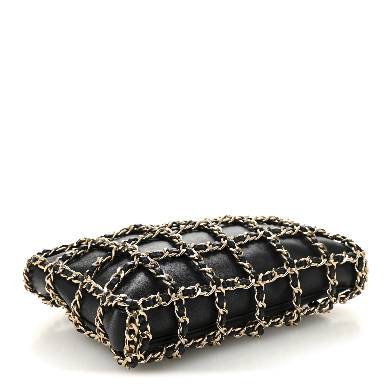 Chanel Lambskin Chain Frame Shoulder Bag Black 4 of 10