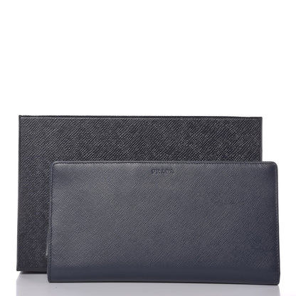 Prada Saffiano Continental Flap Wallet Baltico 8 of 8