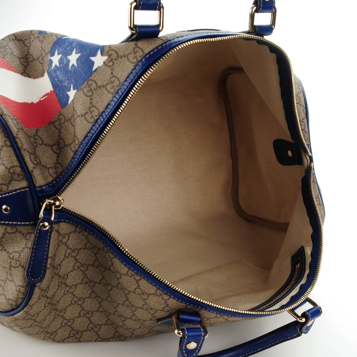 GG Plus Monogram Large Boston USA Flag Unicef Duffle Blue