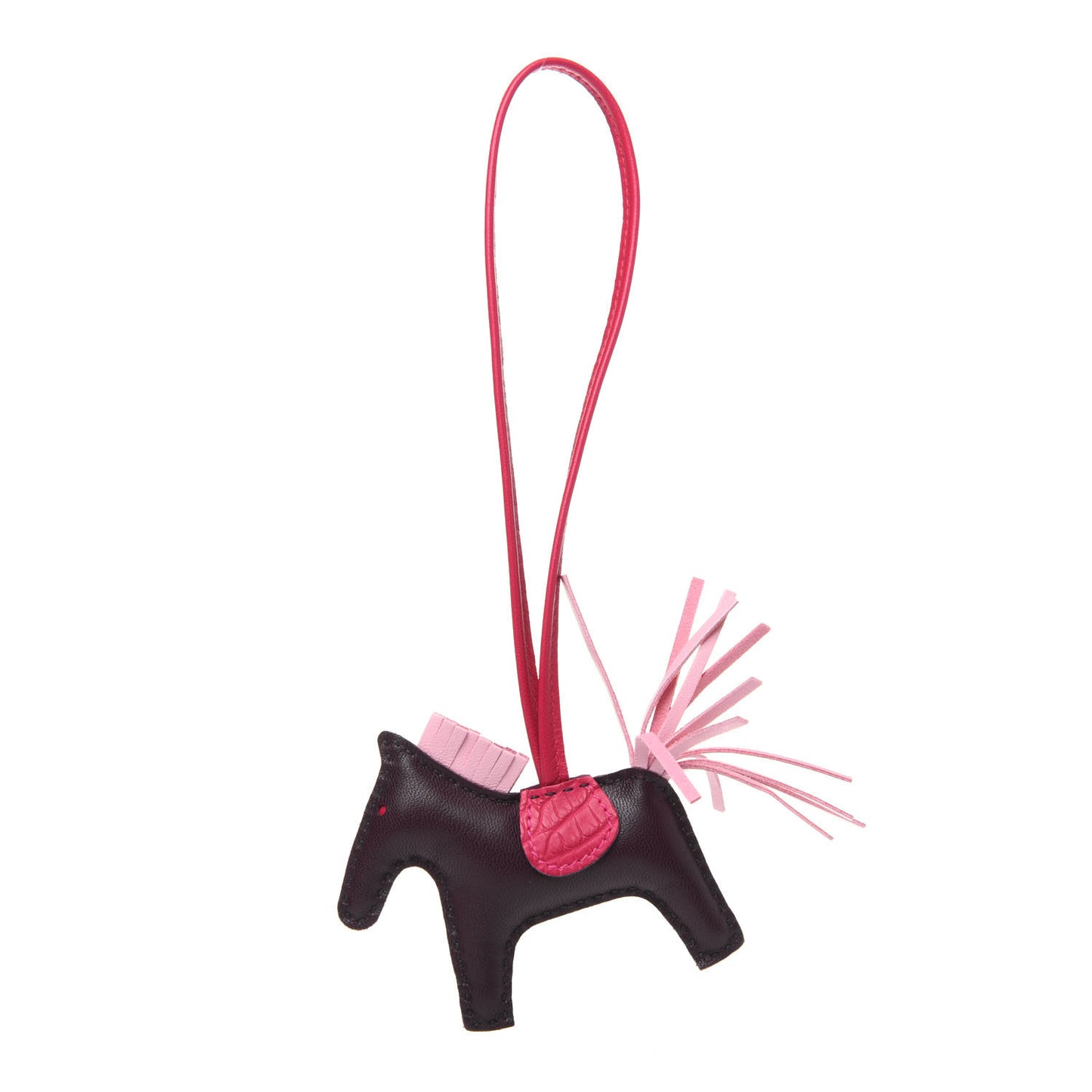 Milo Lambskin Matte Alligator Touch Grigri Rodeo Horse Bag Charm PM Rouge Sellier Framboise Rose Sakura