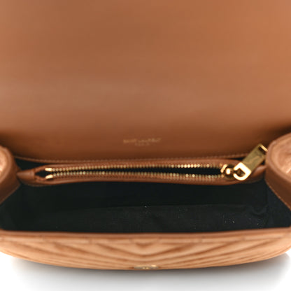 Saint Laurent Suede Matelasse Chevron Monogram Medium College Bag Cinnamon 5 of 13