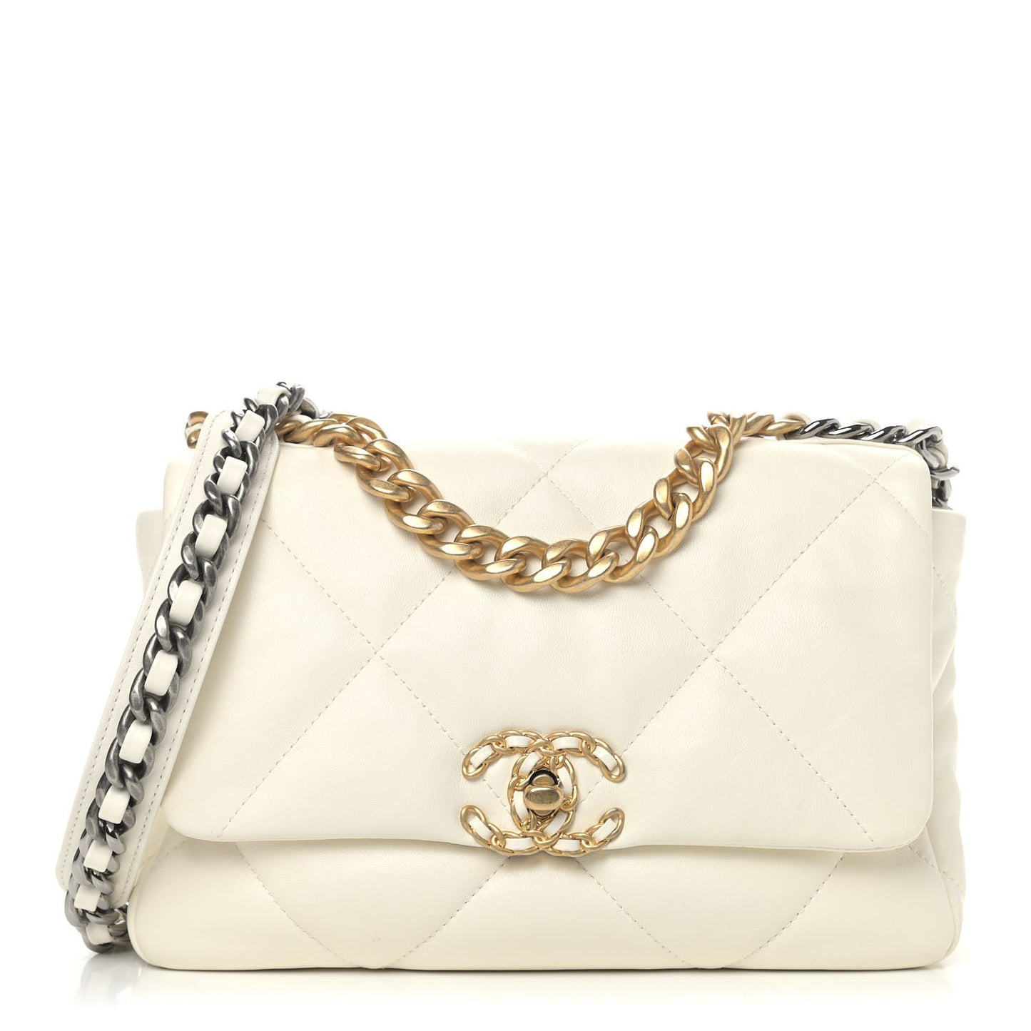 Lambskin Quilted Medium Chanel 19 Flap White