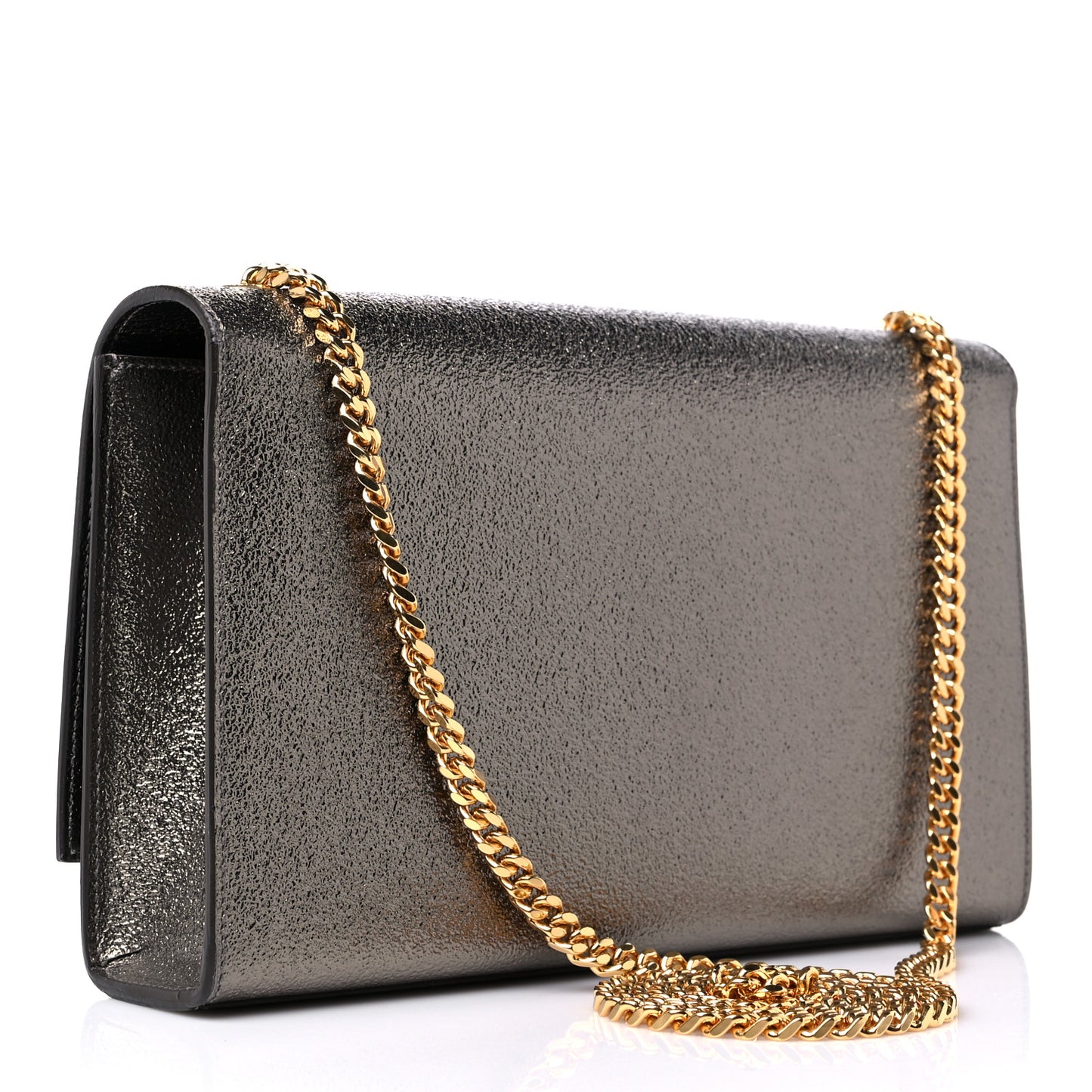 Metallic Grain De Poudre Medium Classic Monogram Kate Satchel Grey