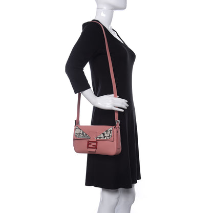 Fendi Calfskin Elaphe Monster Eyes Baguette Bois de Rose Naturale 2 of 9