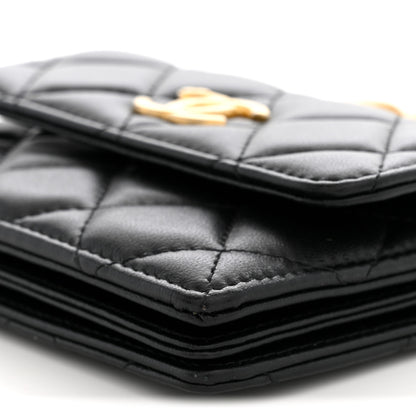 Chanel Lambskin Quilted Pearl Crown Clutch With Chain Black 10 of 10