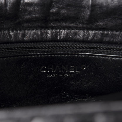 Chanel Metallic Aged Calfskin Quilted Reissue 2.55 Accordion Flap Black 8 of 10