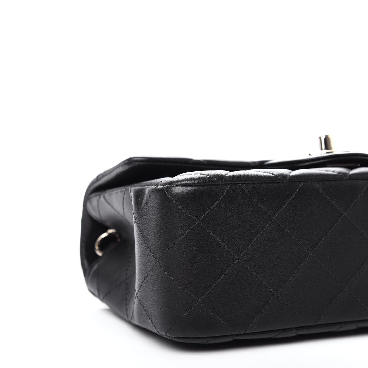 Lambskin Quilted Mini Rectangular Flap Black