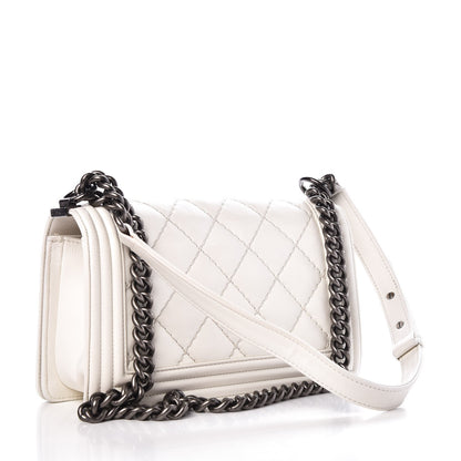 Chanel Calfskin Double Stitch Medium Boy Flap White 3 of 7