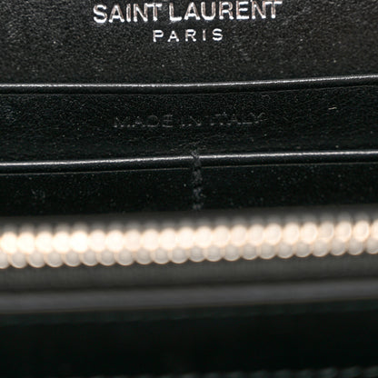 Saint Laurent Calfskin Crocodile Embossed Monogram Chain Wallet Black 7 of 7