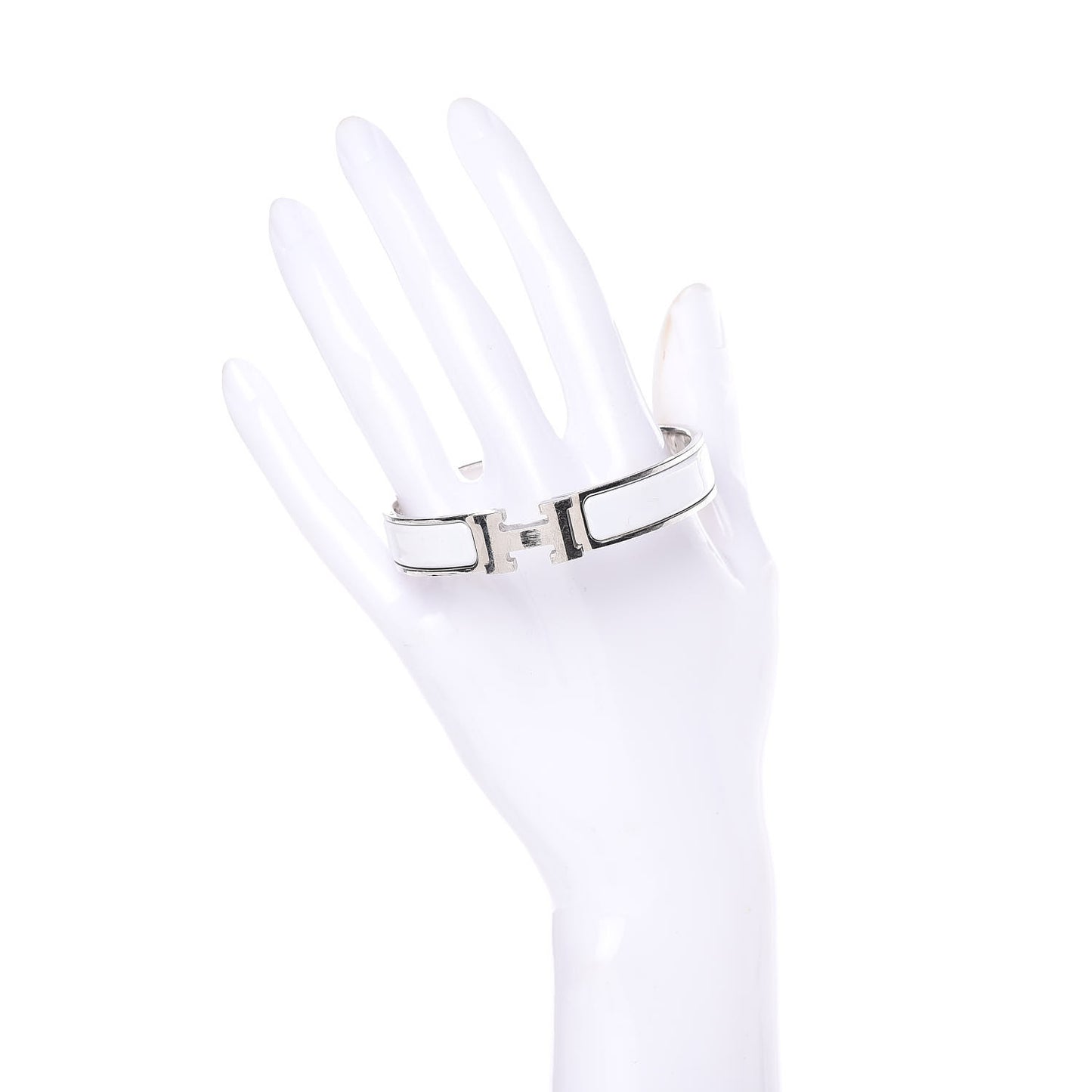 Enamel Narrow Clic Clac H Bracelet GM White