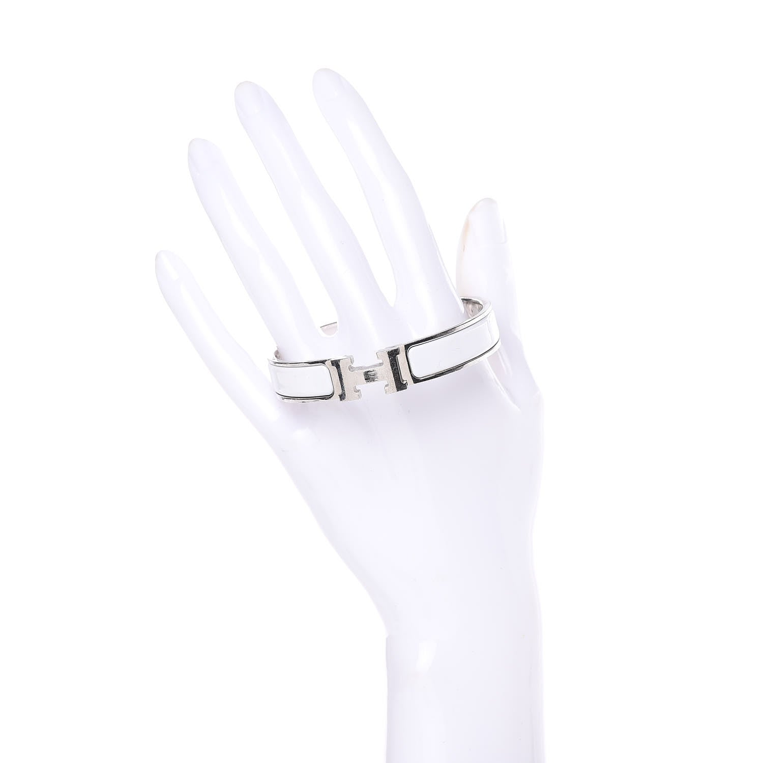 Hermes Enamel Narrow Clic Clac H Bracelet GM White 2 of 8