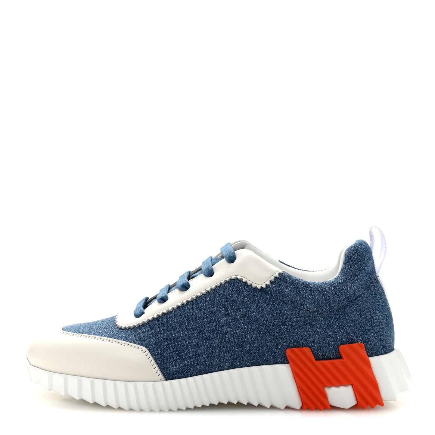 Denim Suede Goatskin Bouncing Sneakers 40.5 Bleu Clair White