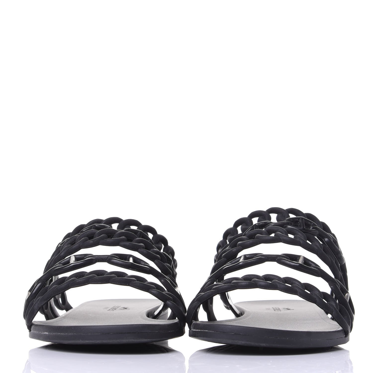 Hermes Rubber Chaine d'Ancre Nude Sandals 37 Black 2 of 10