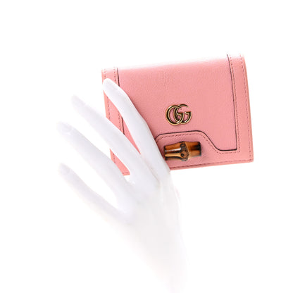 Gucci Wonka Grain Calfskin Diana Card Case Wallet Wild Rose 2 of 7