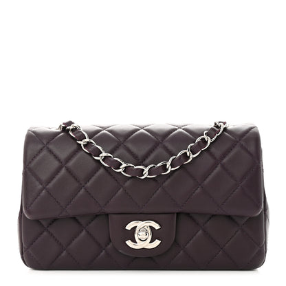 Chanel Lambskin Quilted Mini Rectangular Flap Dark Purple 1 of 12