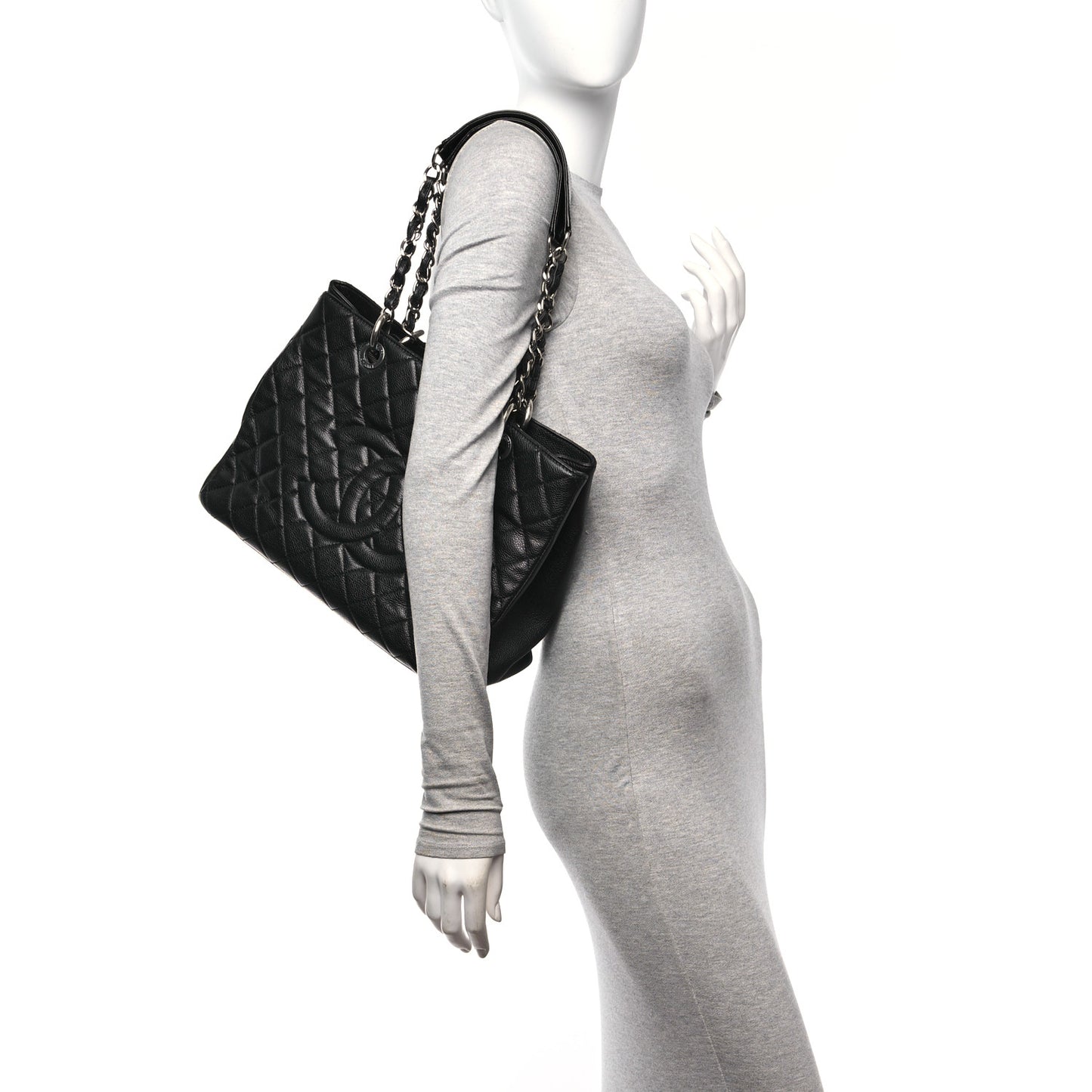 Caviar Quilted Grand Shopping Tote GST Black