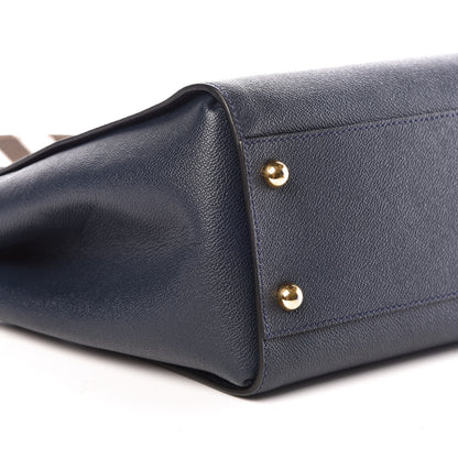 Burberry Soft Grain Calfskin Medium Buckle Tote Blue Carbon 9 of 10