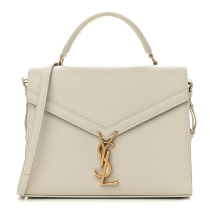 Saint Laurent Grain de Poudre Medium Classic Monogram Cassandra Top Handle Crema Soft Rouge Legion 1 of 10