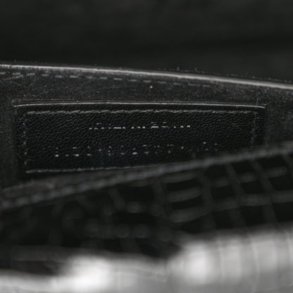 Saint Laurent Calfskin Crocodile Embossed Medium Monogram Sunset Black 7 of 14