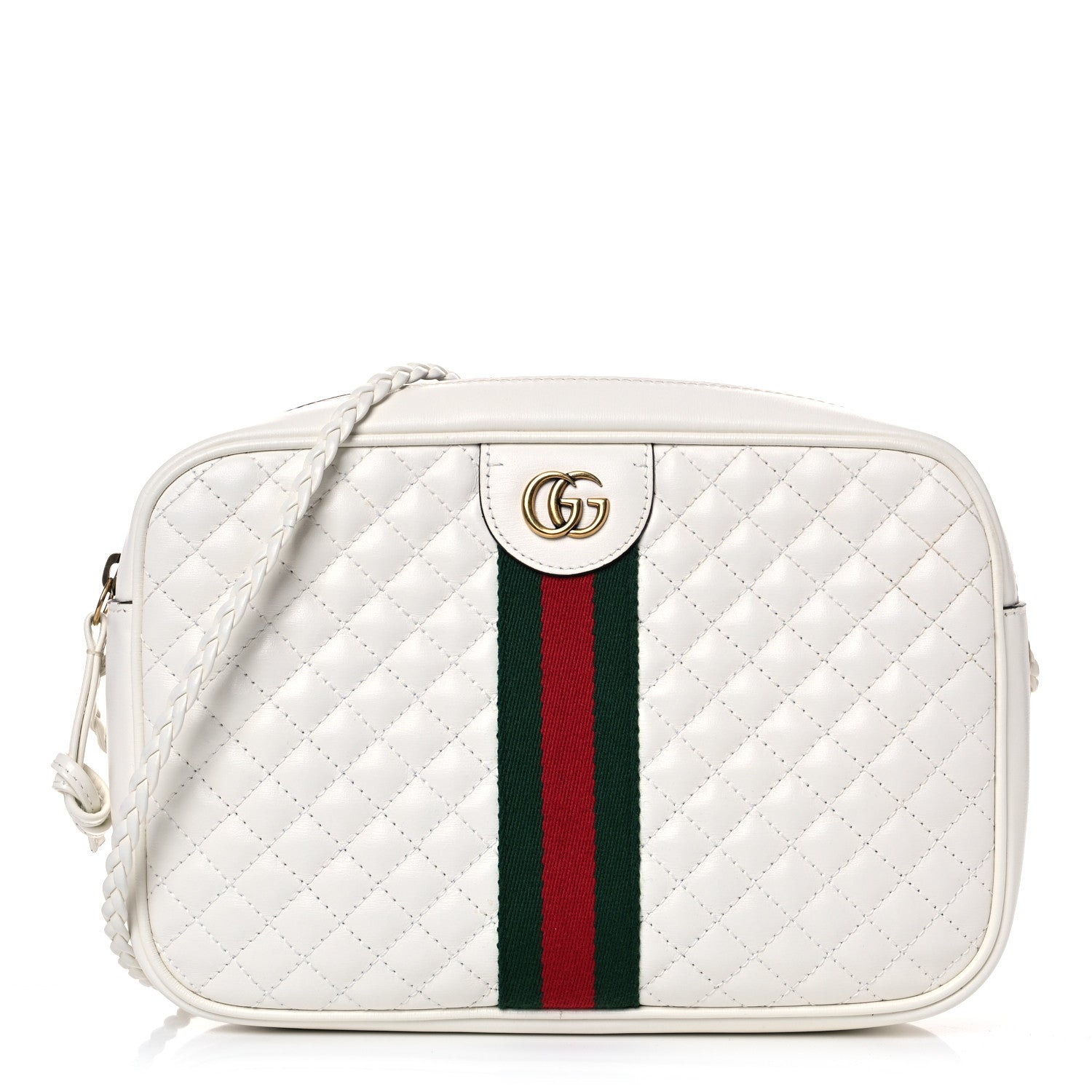Gucci Calfskin Web Trapuntata Small Shoulder Bag Off White 1 of 11
