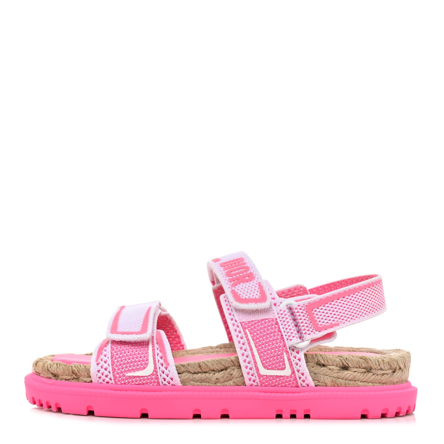 Christian Dior Technical Knit Jute Dioract 10mm Sandals 37 White Fuchsia 1 of 12