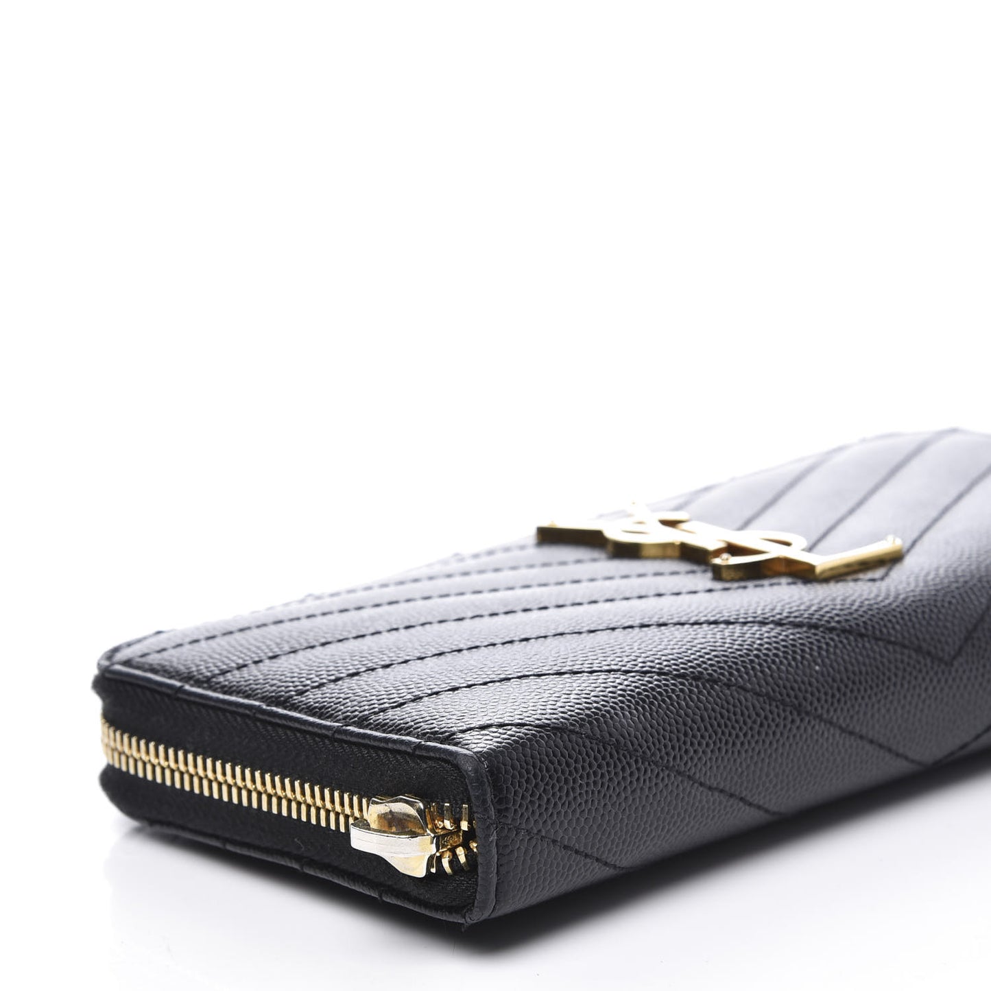 Grain De Poudre Matelasse Chevron Monogram Zip Around Wallet Black