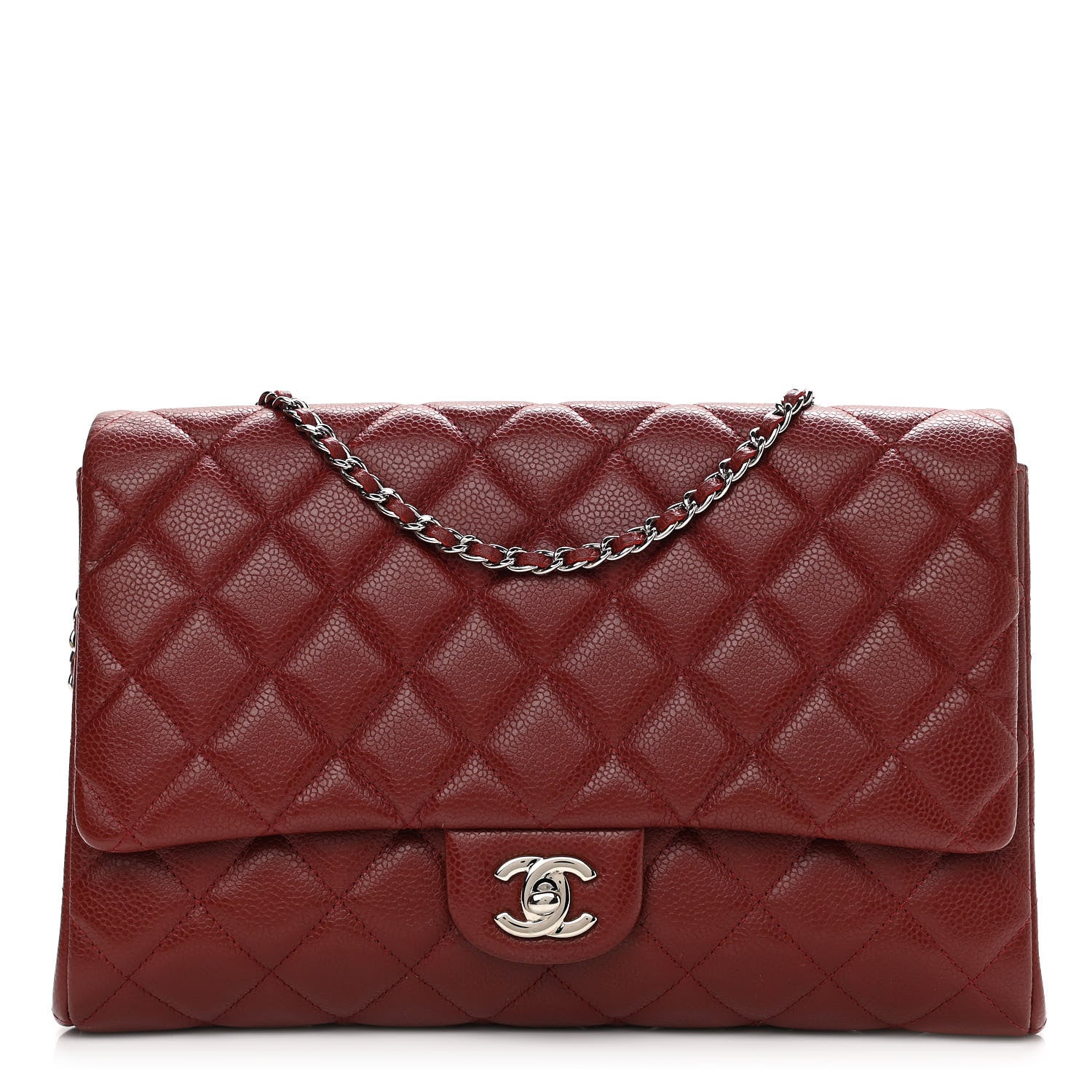 Chanel Caviar Quilted Clutch With Chain Flap Dark Red 1 of 11