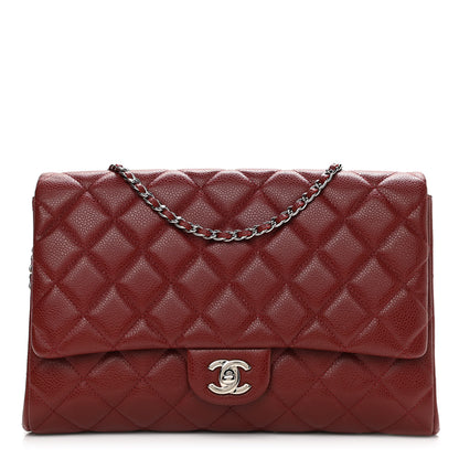 Chanel Caviar Quilted Clutch With Chain Flap Dark Red 1 of 11