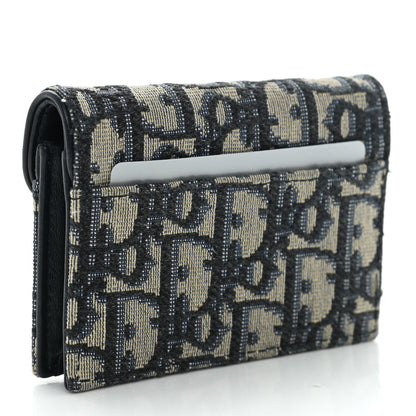 Christian Dior Oblique Saddle Card Holder Blue 3 of 8