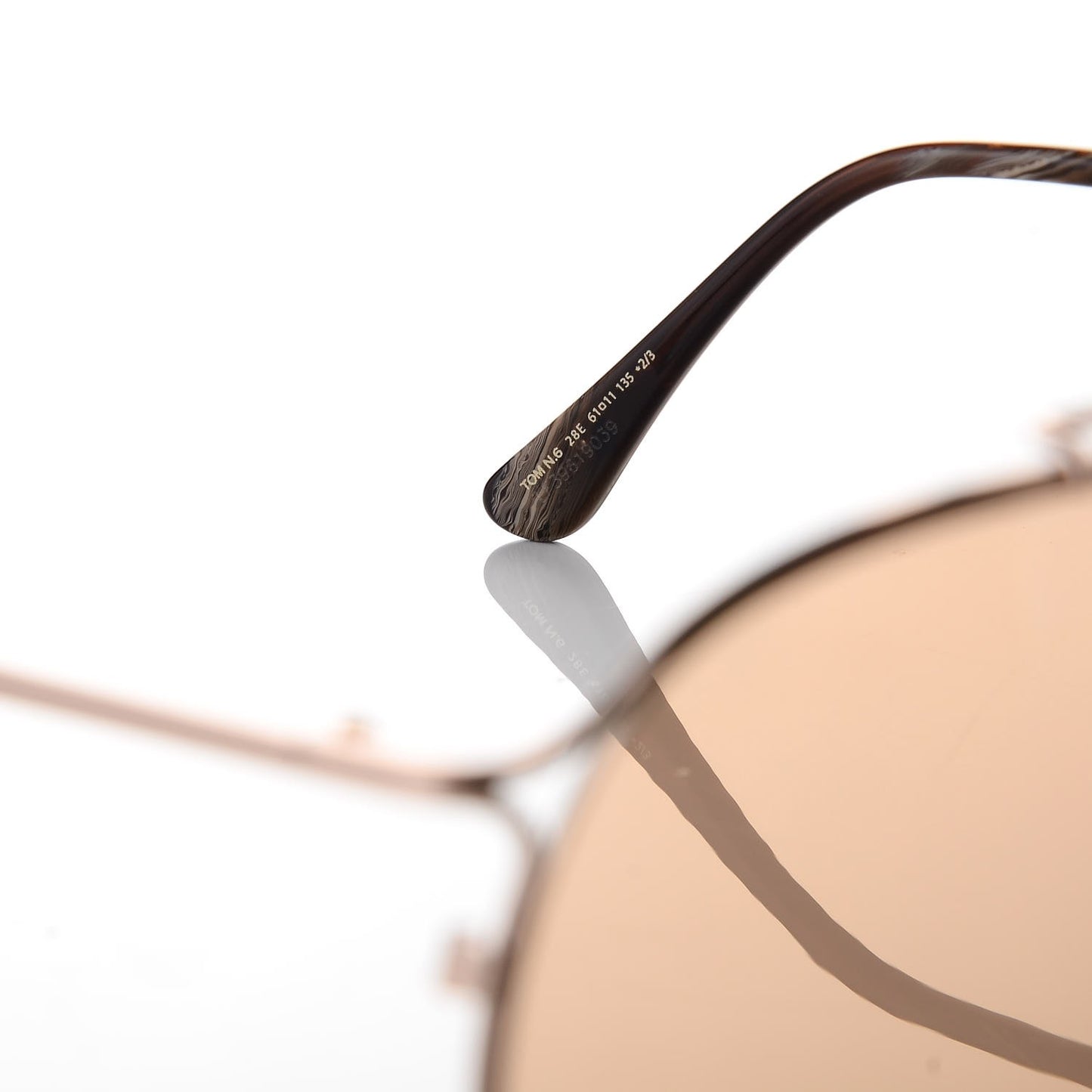 Tom N.6 Private Collection Aviator Sunglasses Rose Gold Brown