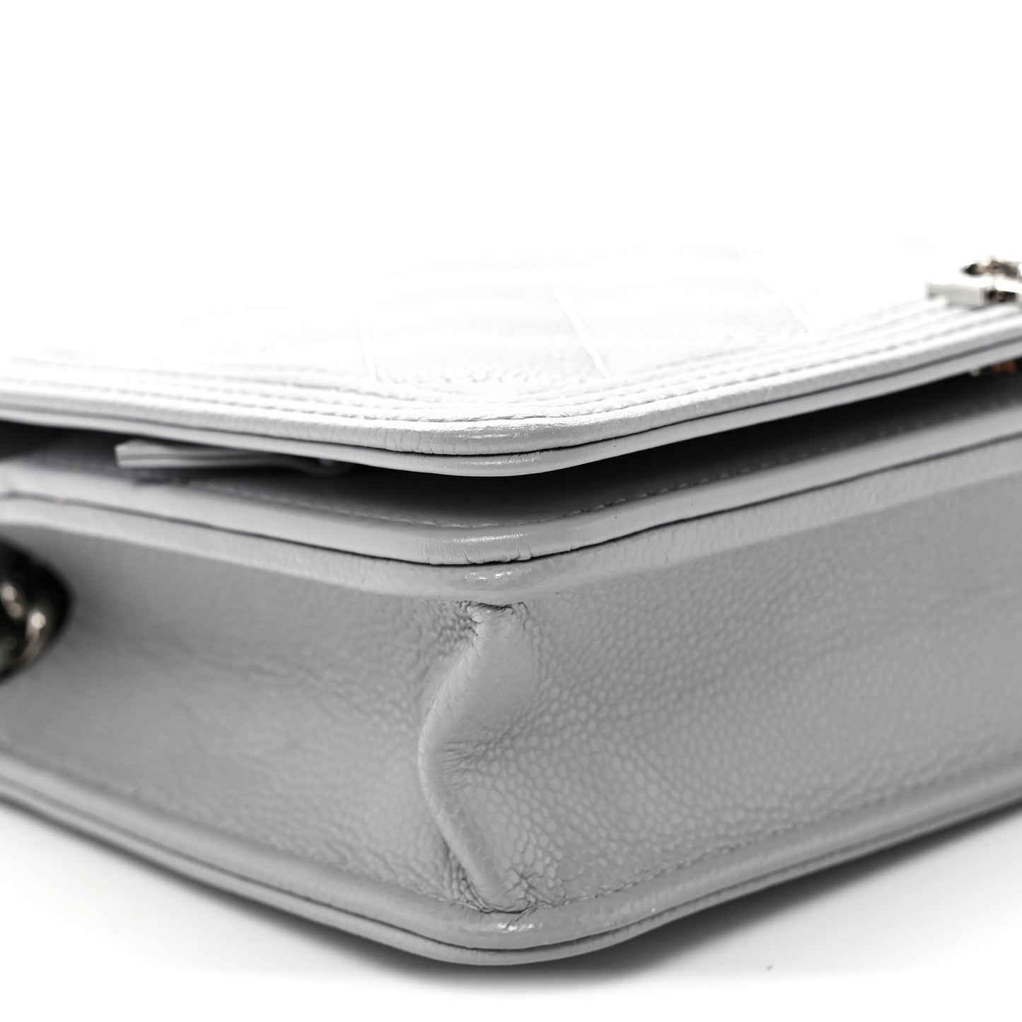 Caviar Quilted Boy Wallet On Chain WOC Grey