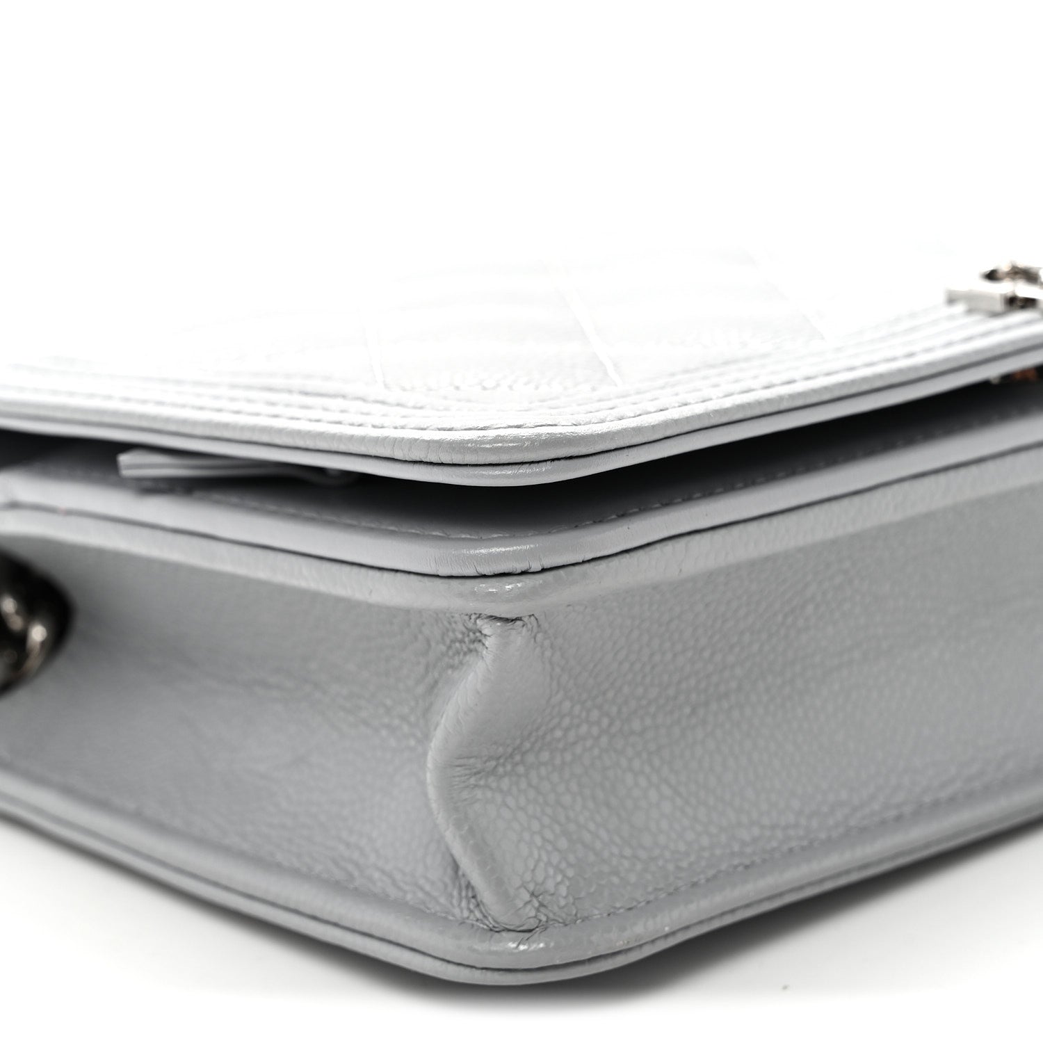 Chanel Caviar Quilted Boy Wallet On Chain WOC Grey 10 of 11