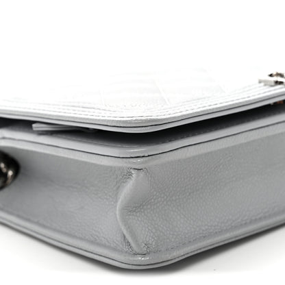 Chanel Caviar Quilted Boy Wallet On Chain WOC Grey 10 of 11