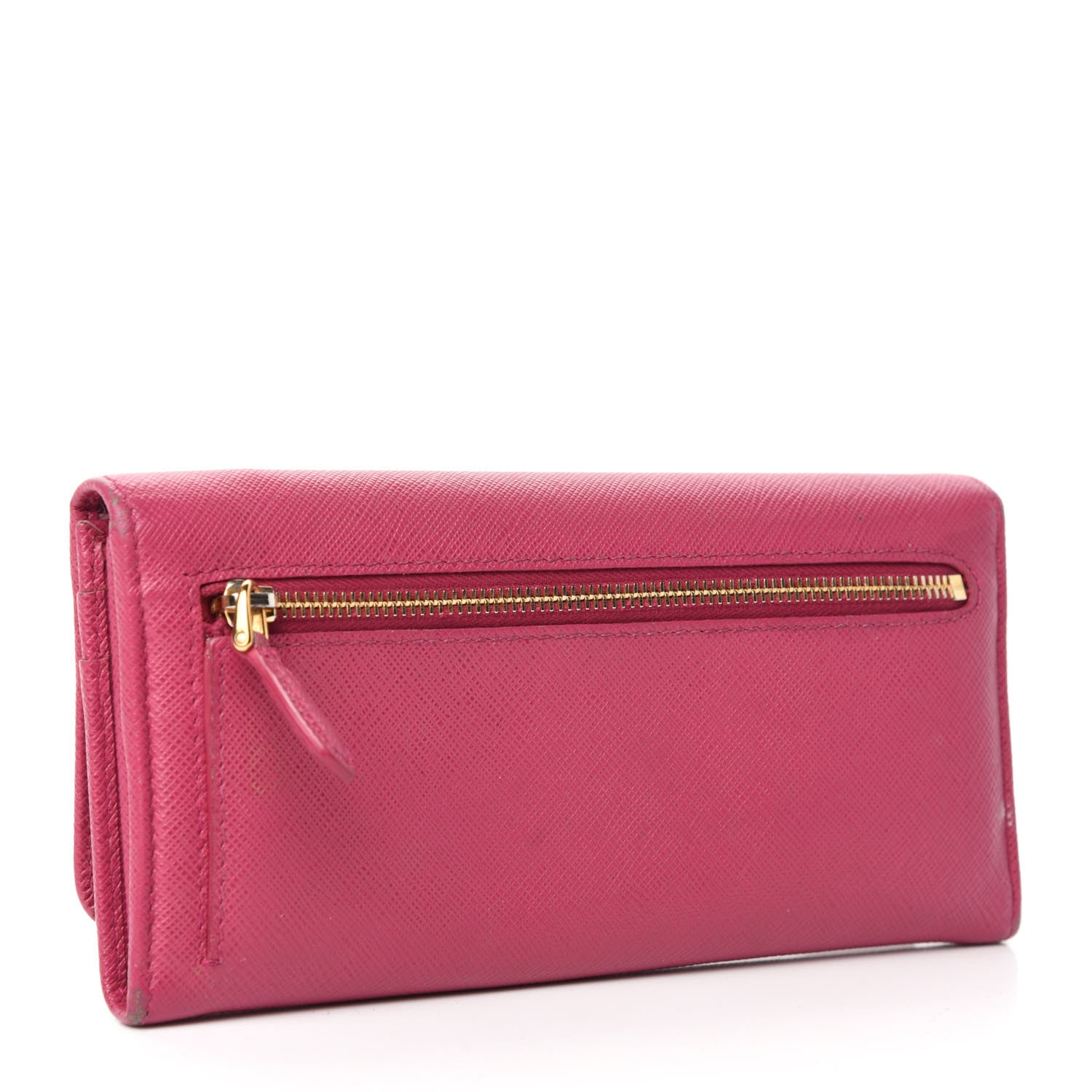 Prada Saffiano Metal Continental Flap Wallet Peonia 4 of 11