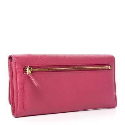 Prada Saffiano Metal Continental Flap Wallet Peonia 4 of 11