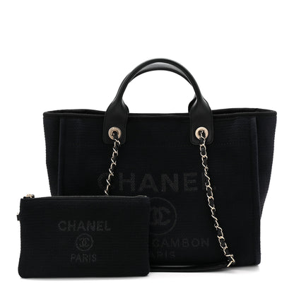 Chanel Mixed Fibers Small Deauville Tote Dark Blue 3 of 12