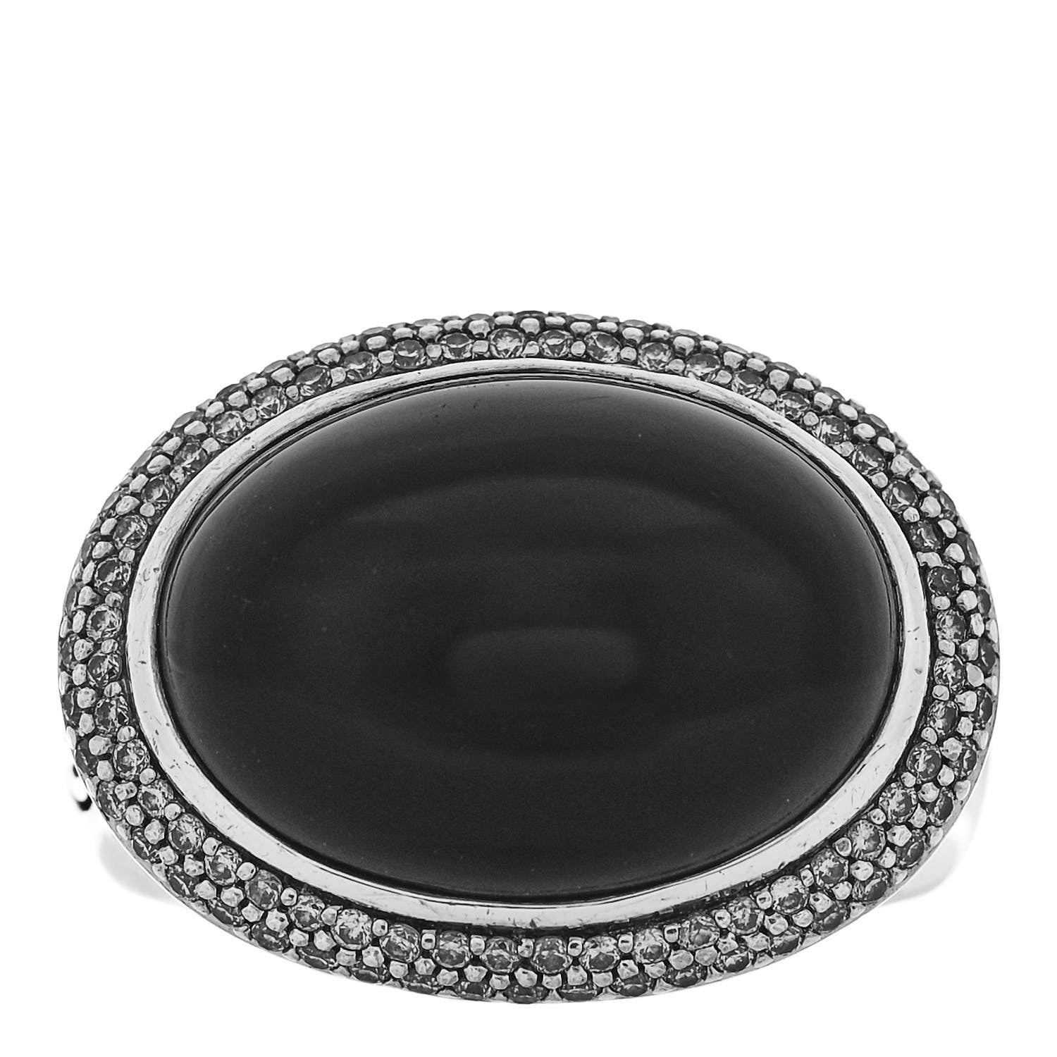 David Yurman Sterling Silver Diamond Black Onyx Signature Oval Ring 54 7 1 of 7