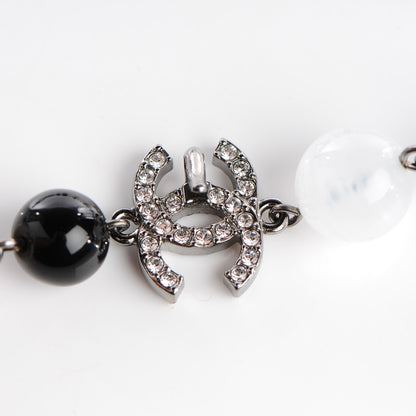 Chanel Pearl Crystal CC Beaded Long Necklace 6 of 7