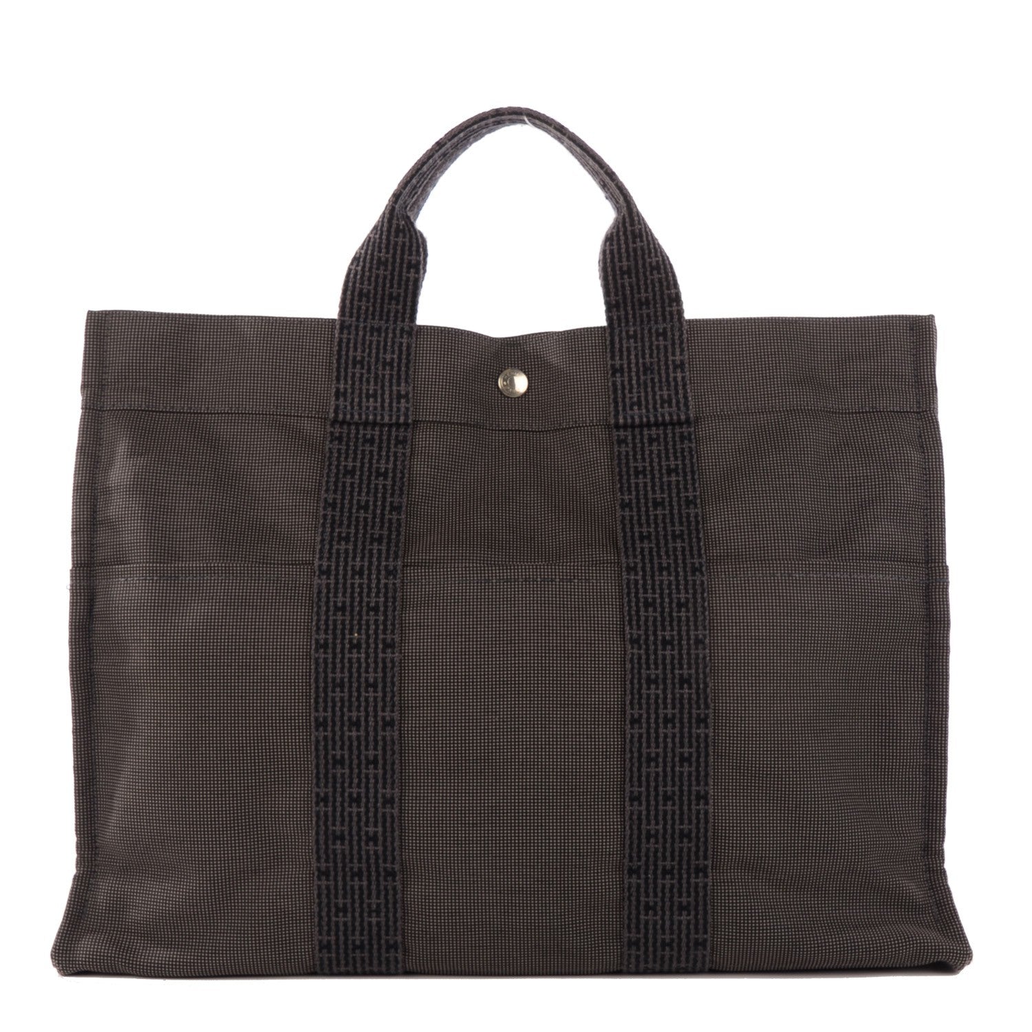 Hermes Canvas Herline MM Tote Grey 1 of 13