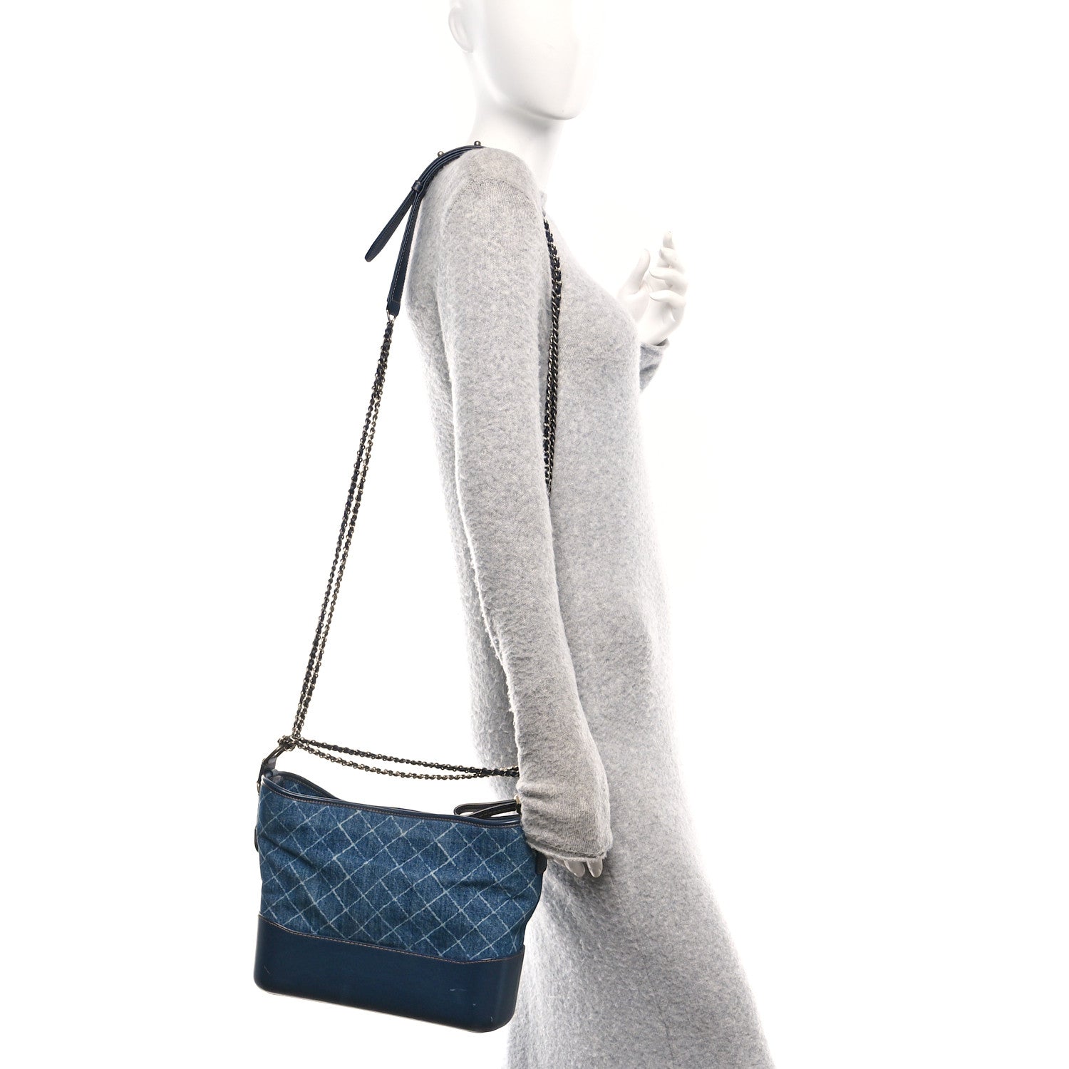 Chanel Denim Calfskin Medium Gabrielle Hobo Blue 2 of 11